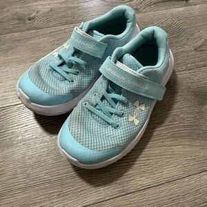 Under Armour Kids Mint Blue Mesh Sneakers with White Accents